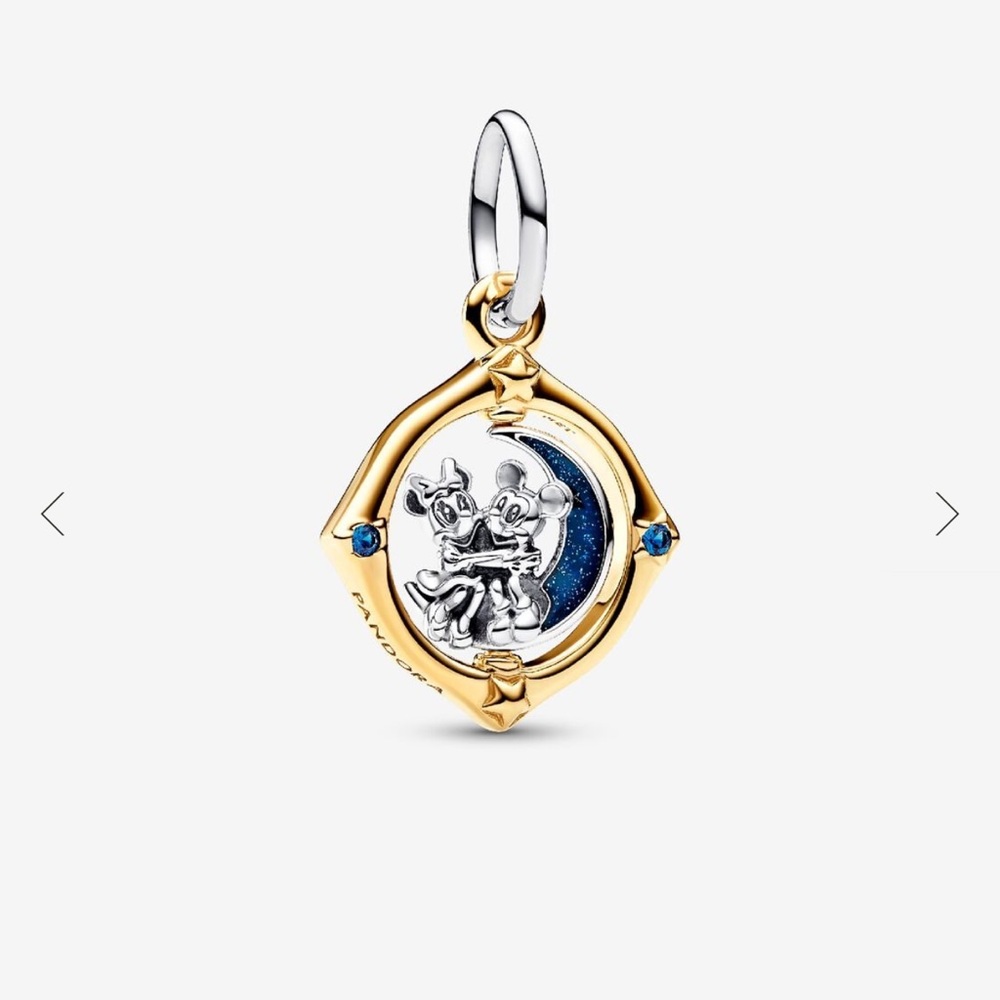Disney Mickey Minnie two tone spinning moon dangle charm authentic